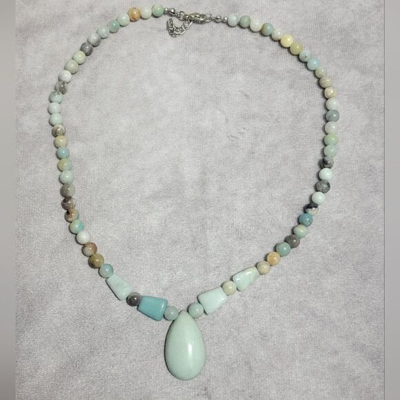Multi Color Amazonite Beaded Tribal Necklace - Picture 4 of 14